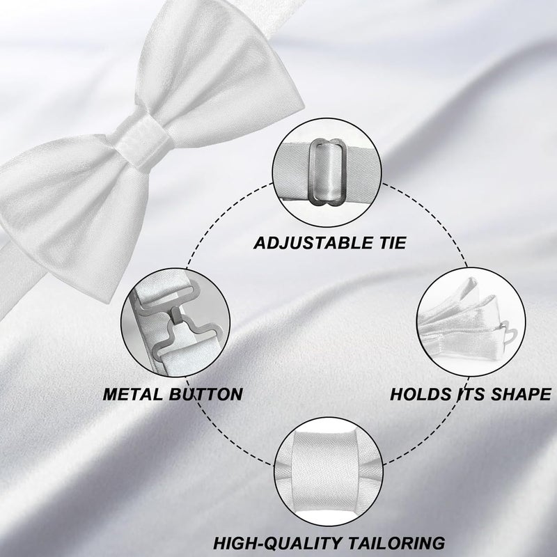 WOXVM Men's Bow Ties Solid Color Pre-Tied Bow Tie Satin Formal Tuxedo Bowtie Adjustable Neck Bowtie for Men Wedding Party - Image 4